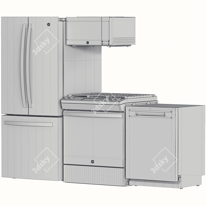 Modern GE Appliance Set 3D model image 7