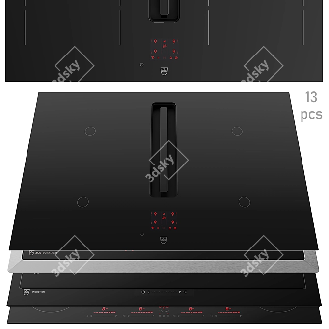 V-ZUG Cooktop Collection: Modern Design & Versatile Function 3D model image 1