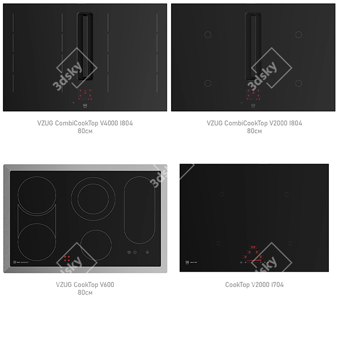 V-ZUG Cooktop Collection: Modern Design & Versatile Function 3D model image 2