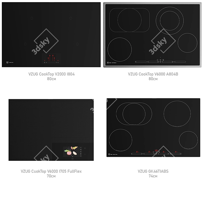 V-ZUG Cooktop Collection: Modern Design & Versatile Function 3D model image 3