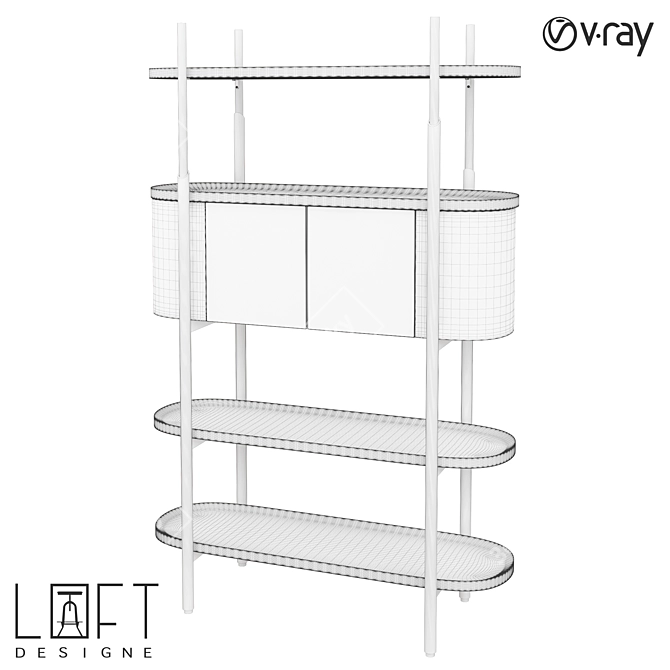 Modern Metal and MDF Shelf 3D model image 2