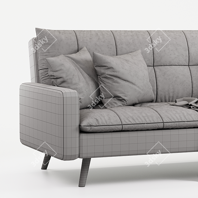 Dinen Velvet Grey Sofa (3D Model) 3D model image 4