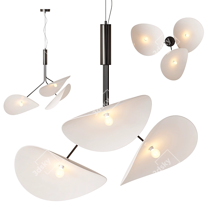 Sleek MANTA TRIPLE Pendant Light 3D model image 1