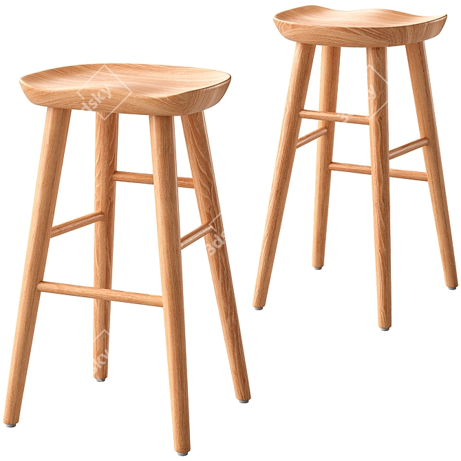 Modern Damian Bar Stool Gray 3D model image 1