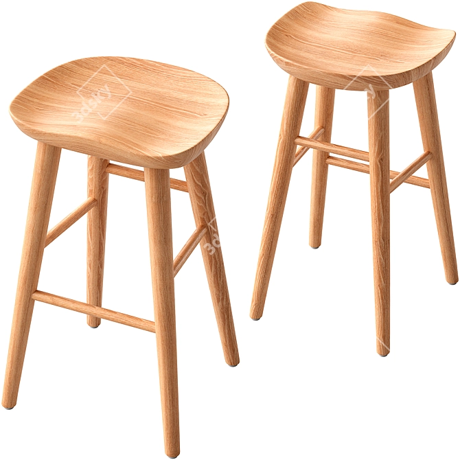 Modern Damian Bar Stool Gray 3D model image 2