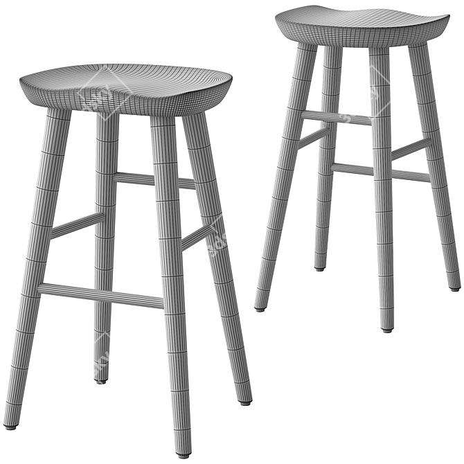 Modern Damian Bar Stool Gray 3D model image 3