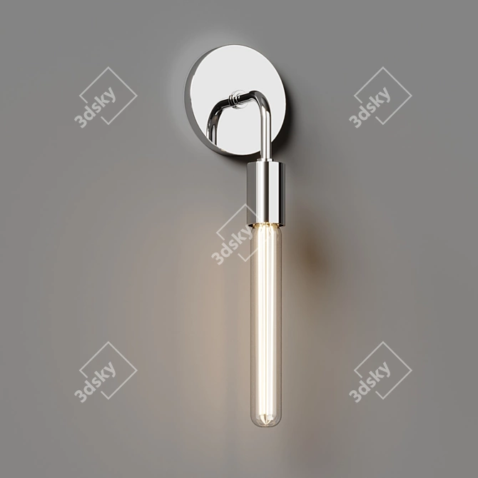 Minimalist Brass Wall Sconce 3D model image 2