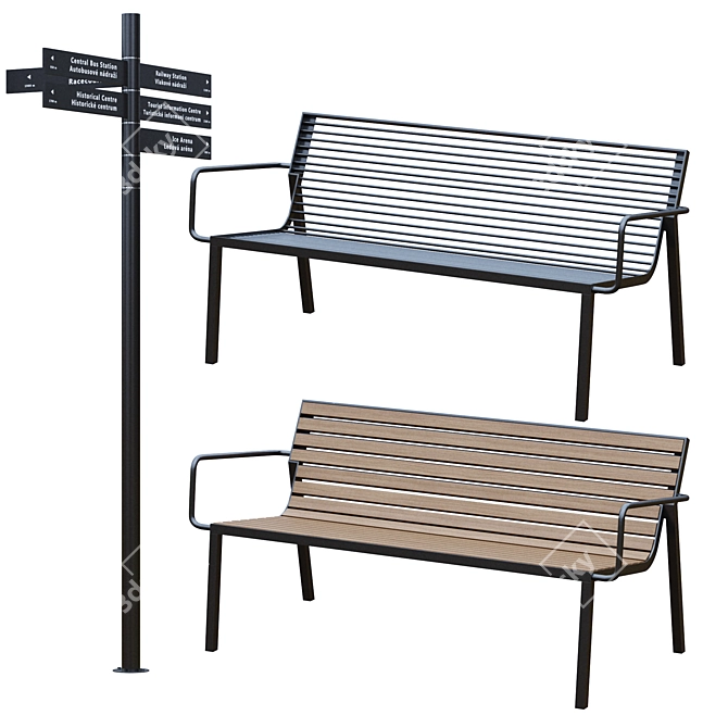 Outdoor Park Furniture Set by mmcité 3D model image 1