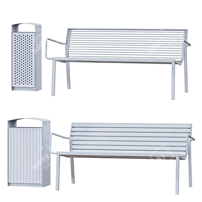 Outdoor Park Furniture Set by mmcité 3D model image 4