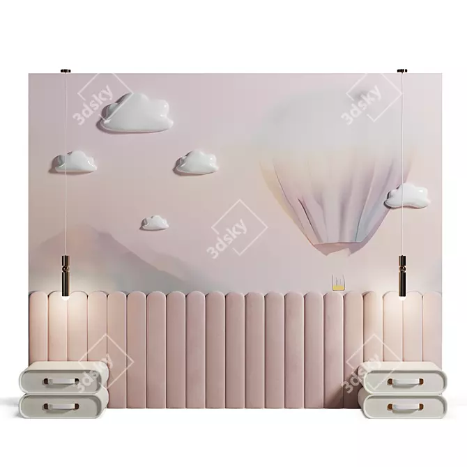 Fairy-themed children's bed headboard 3D model image 1