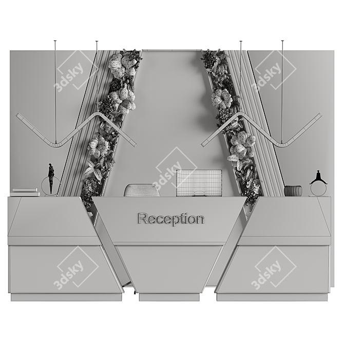 Modern Sculptural Monitor Plant Booth 3D model image 5