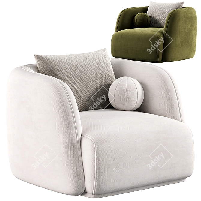 Troy Ivory White Boucle Armchair 3D model image 2