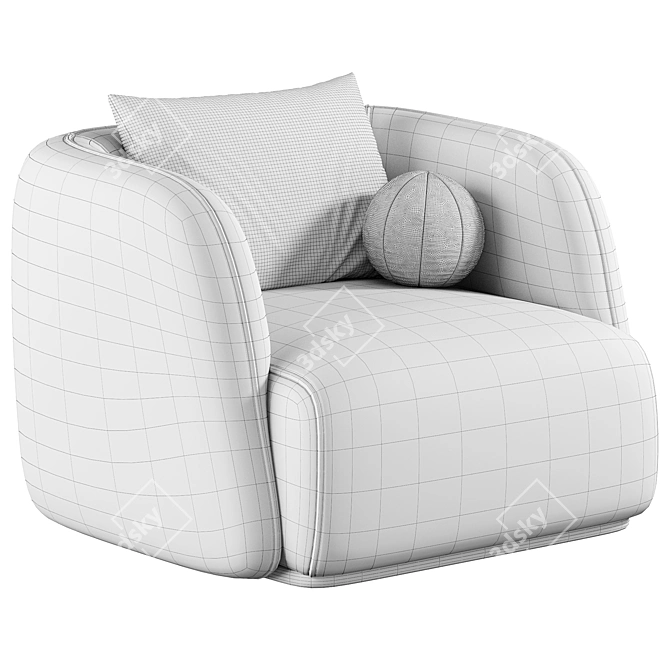 Troy Ivory White Boucle Armchair 3D model image 5