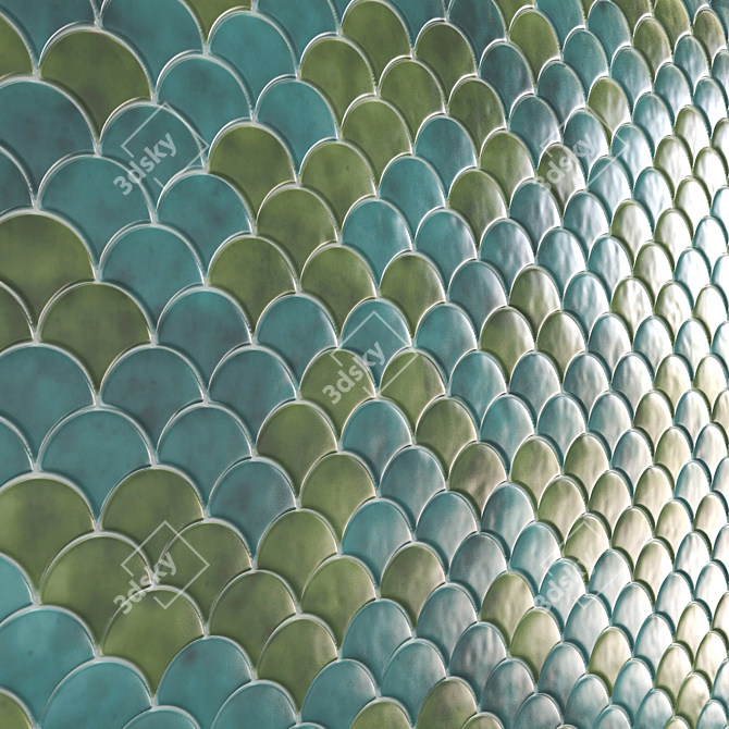  Radial Fish Scale Tiles 3D model image 4