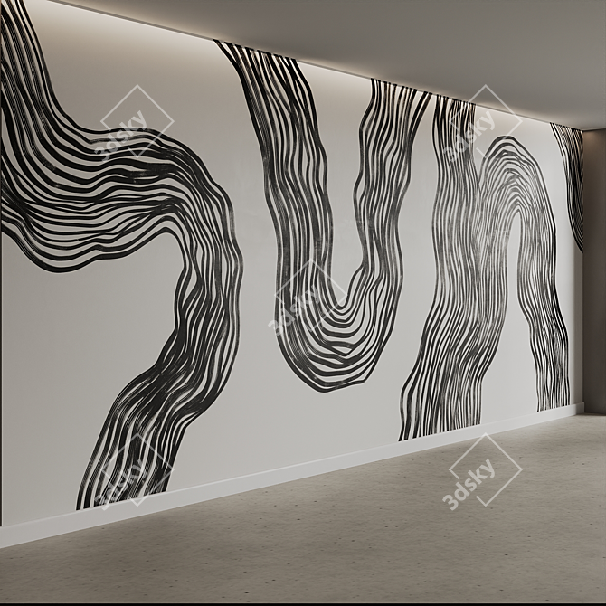 Hand-Painted Flowline Wall Murals 3D model image 2