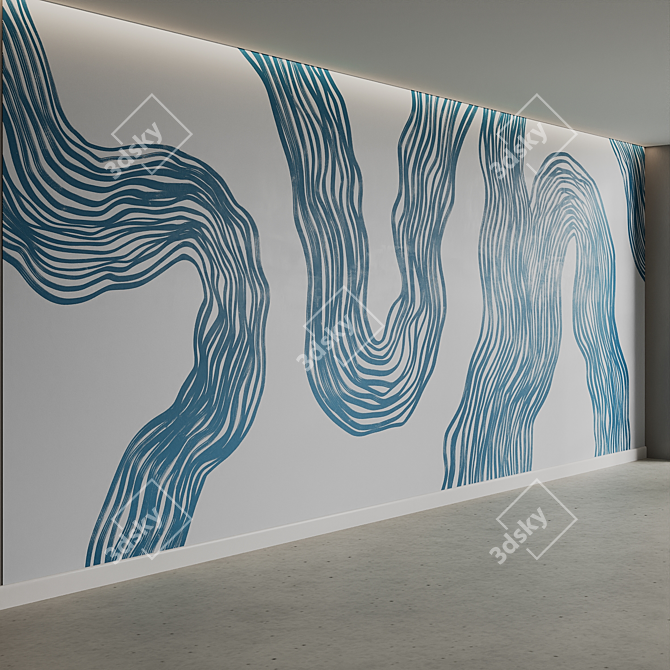 Hand-Painted Flowline Wall Murals 3D model image 4