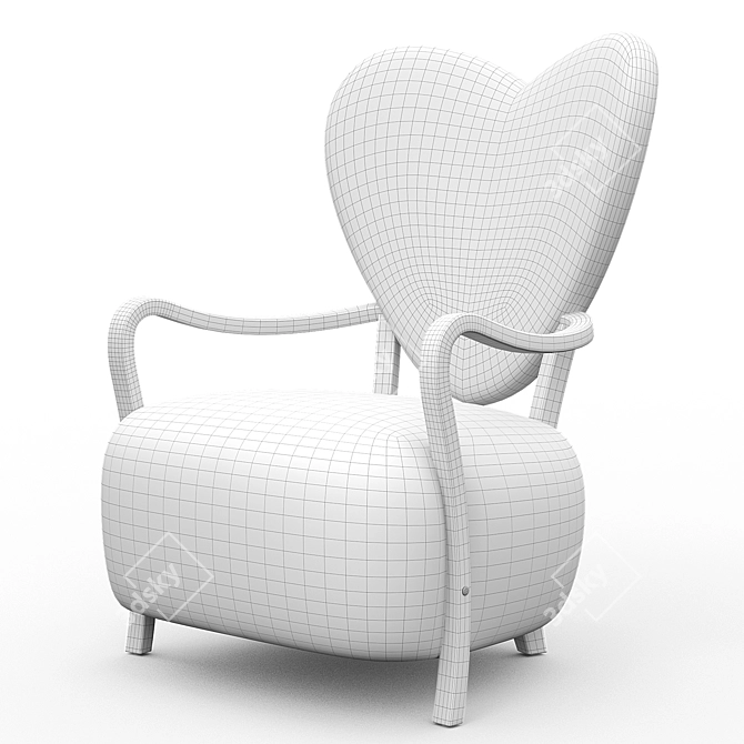 Heart-shaped Uni Armchair by Merve Kahraman 3D model image 4