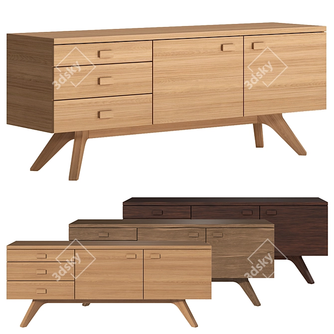 Versatile Wood Sideboard in Multiple Finishes 3D model image 1