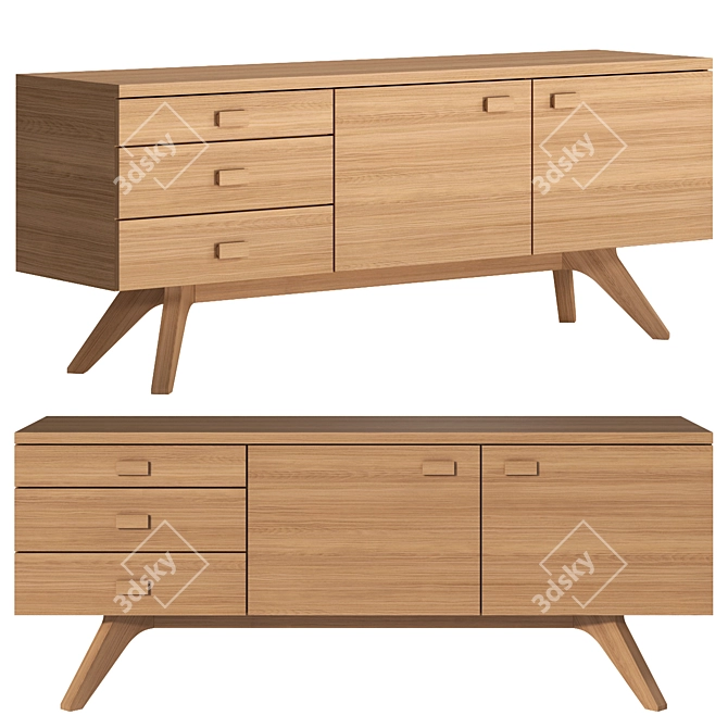 Versatile Wood Sideboard in Multiple Finishes 3D model image 2