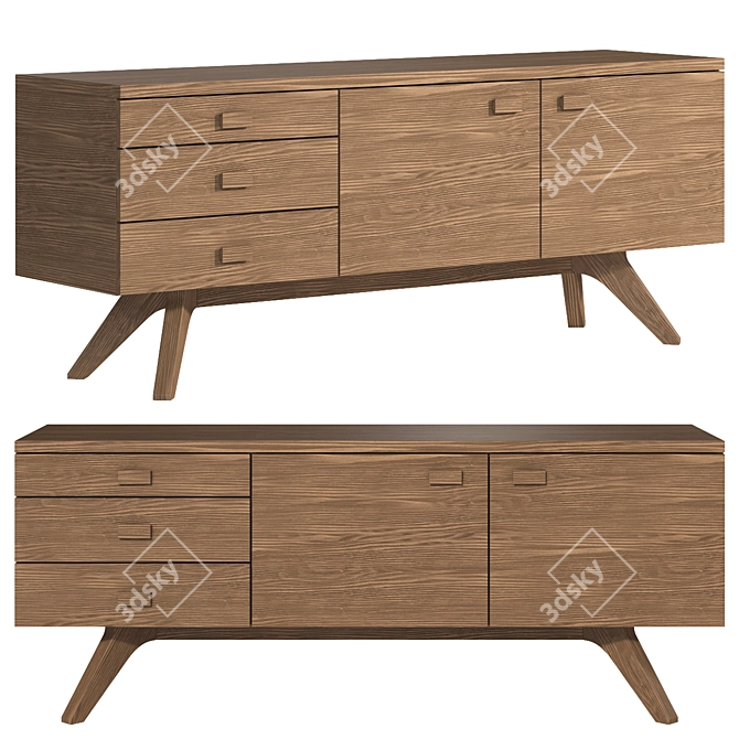 Versatile Wood Sideboard in Multiple Finishes 3D model image 3