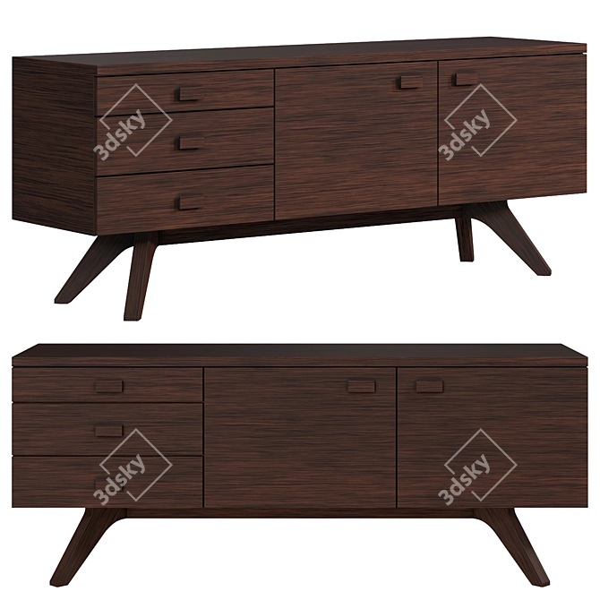 Versatile Wood Sideboard in Multiple Finishes 3D model image 4