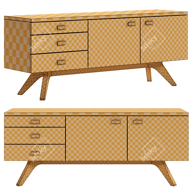 Versatile Wood Sideboard in Multiple Finishes 3D model image 6