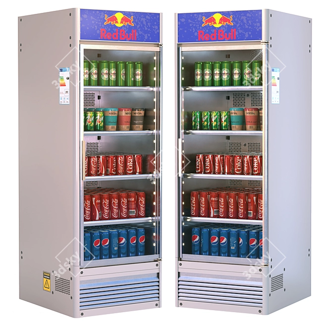 Supermarket-Ready Commercial Display Refrigerator 3D model image 2