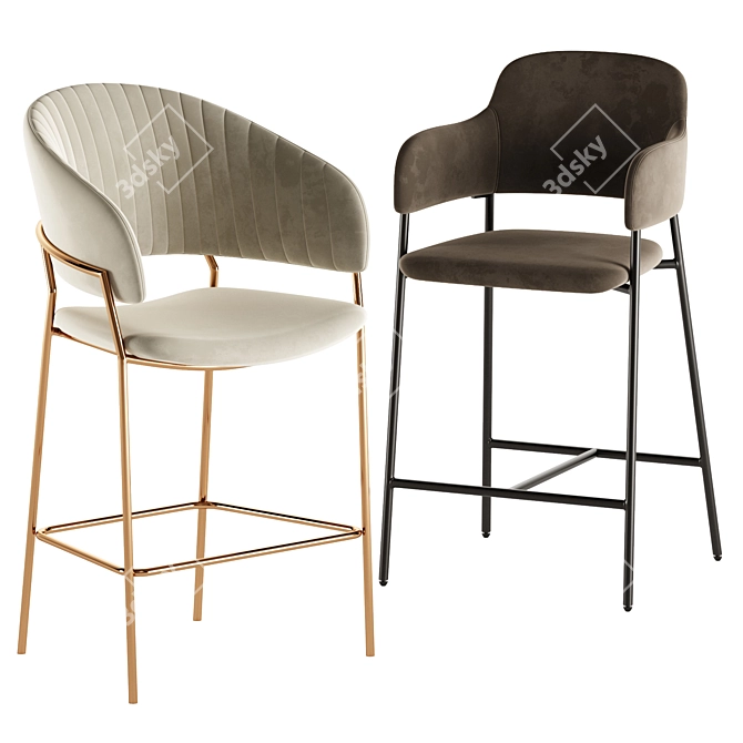 Sleek Livorno Bar Stool Design 3D model image 4