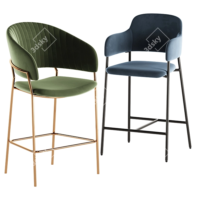 Sleek Livorno Bar Stool Design 3D model image 5