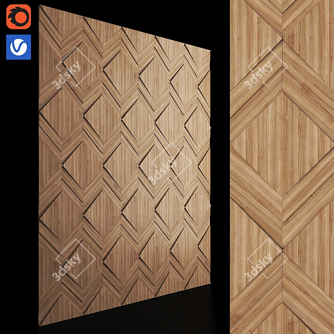 Exported Wooden Wall Panel with Texture 3D model image 1