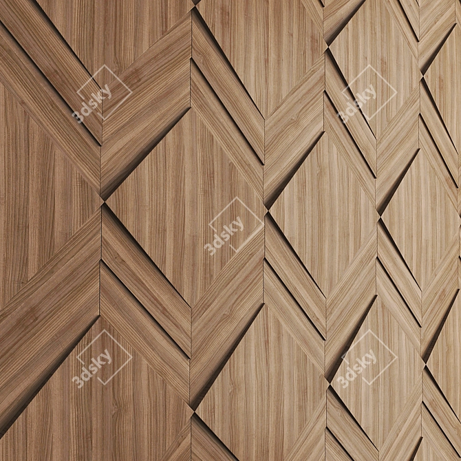 Exported Wooden Wall Panel with Texture 3D model image 2