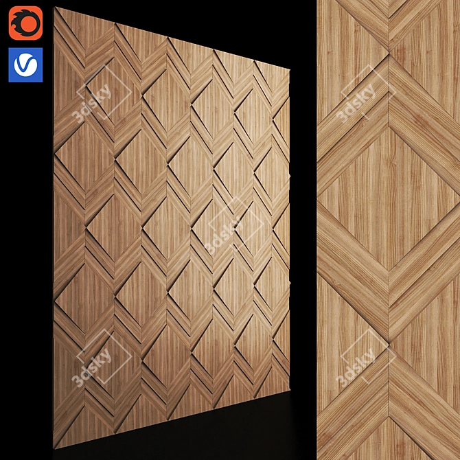 Exported Wooden Wall Panel with Texture 3D model image 7