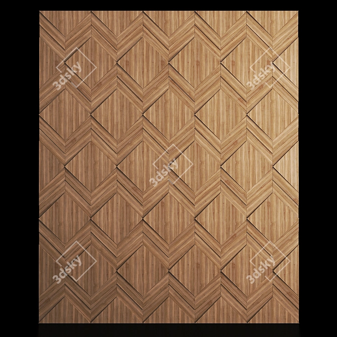 Exported Wooden Wall Panel with Texture 3D model image 11