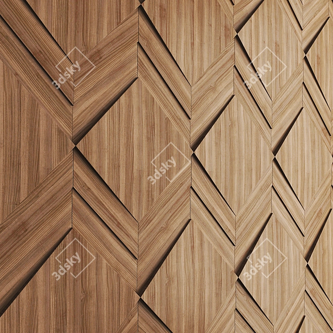 Exported Wooden Wall Panel with Texture 3D model image 12