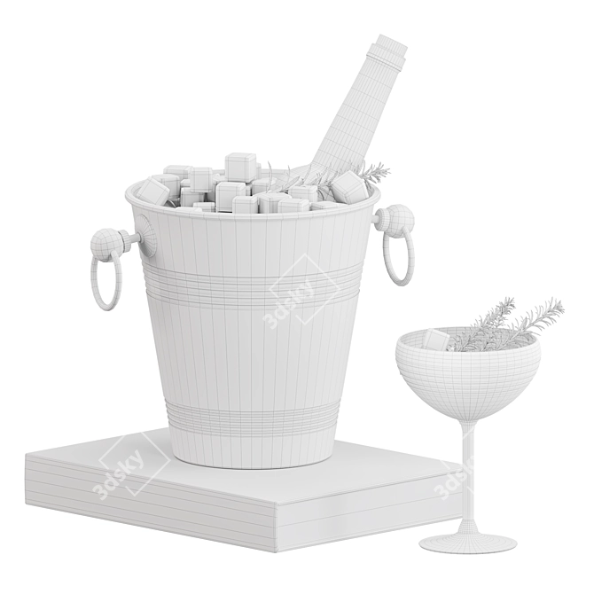 Elegant Ice Bucket Set 3D model image 2