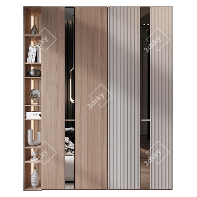 Elegant Wood Bookshelf GHS-2403 3D model image 1