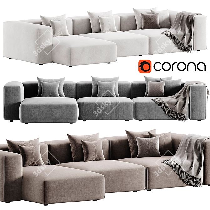 Modern Corner Sofa Moroso Collection 3D model image 1