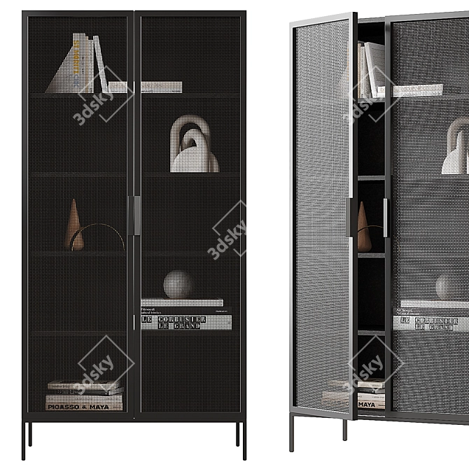 Modern Trace Black Wire Bookcase 3D model image 1