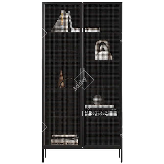 Modern Trace Black Wire Bookcase 3D model image 3