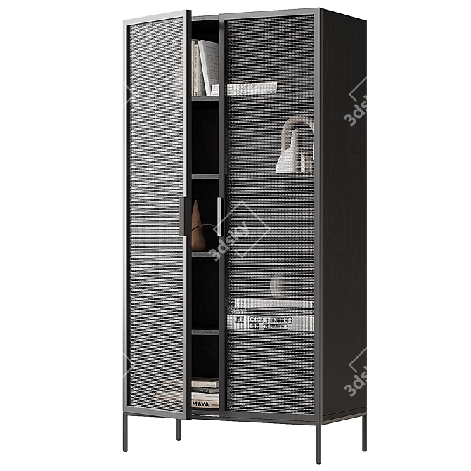 Modern Trace Black Wire Bookcase 3D model image 4