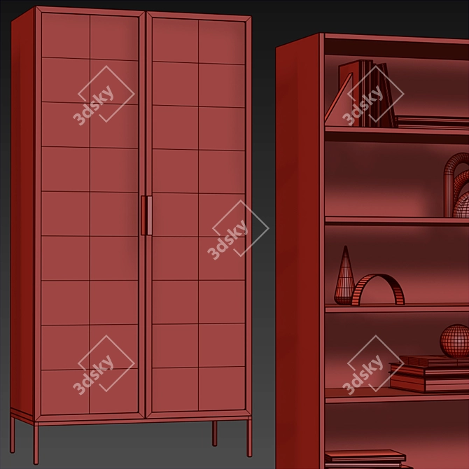 Modern Trace Black Wire Bookcase 3D model image 5