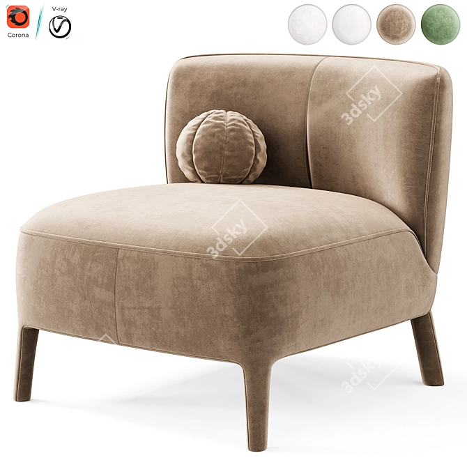 Febo Low Armchair, Modern Elegance 3D model image 4