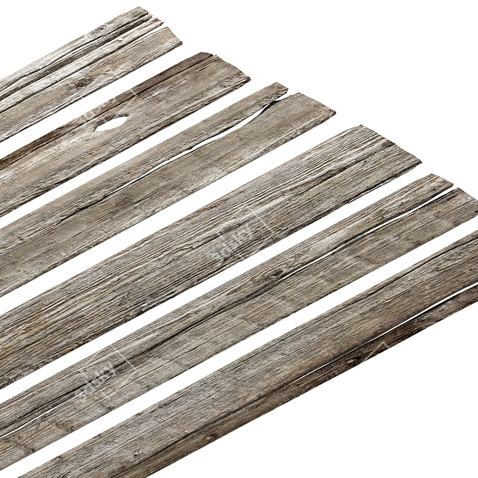 Vintage Wood Plank Set 12 3D model image 1