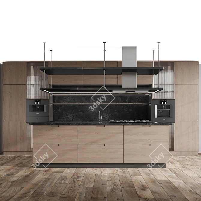 Modern Linear Shape Kitchen Island 3D model image 5