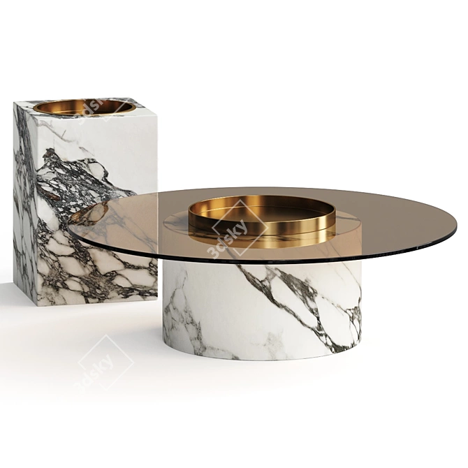 Sleek Marble Coffee Table 3D model image 1