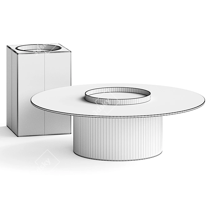 Sleek Marble Coffee Table 3D model image 2