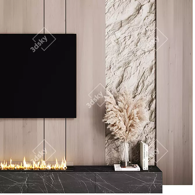  Modern TV Wall 3D Model 3D model image 2