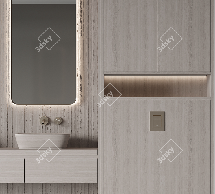 Modern Bathroom Furniture Set 3D model image 2