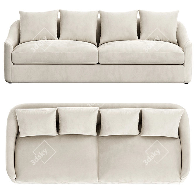 Luxury Belgard Sofa, 2500x890 mm 3D model image 2