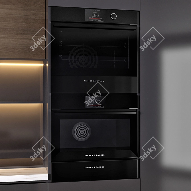  Minimalist Kitchen Set with Appliances 3D model image 3